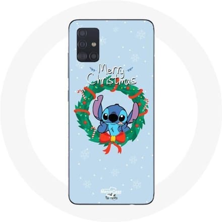 Coque pour Samsung Galaxy A51 Stitch neige joyeux Noël bleu