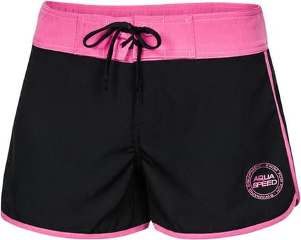 VIKI Dames Zwemshort / Boardshort - Zwart met Roze S/34