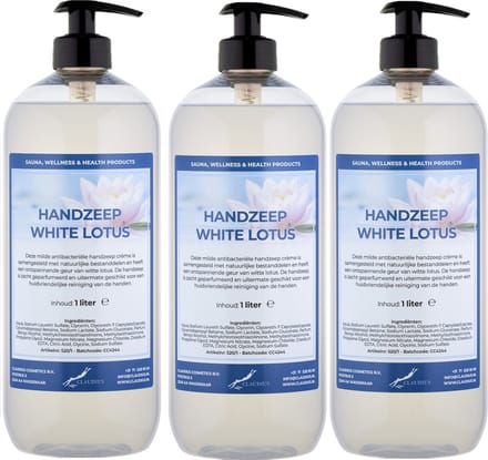 Handzeep White Lotus 1 liter - met gratis pomp - set van 3 stuks