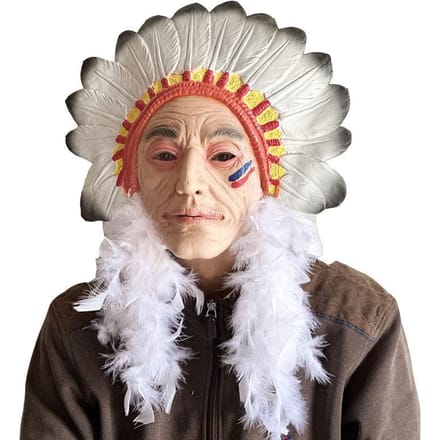 Indiaanse Hoofddeksel Latex Masker Adult size beige