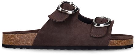 Sacha - Dames - Bruine suède slippers - Maat 36