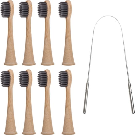 green-goose® Sonicare Bamboe Opzetborstels - 8 stuks - met gratis Tongschraper