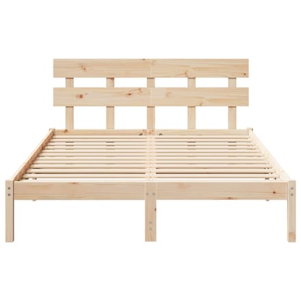 vidaXL - Bedframe - met - hoofdeinde - Bruin - 160 - x - 200 - cm - Massief - grenenhout