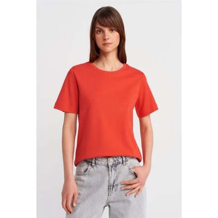 Dames Katoenen Crew Neck T-Shirt