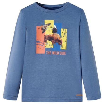 vidaXL Kindershirt met lange mouwen 128 gemêleerd blauw