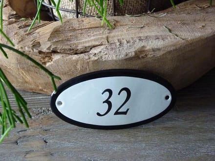 Emaille huisnummer 10x5 wit nr. 32
