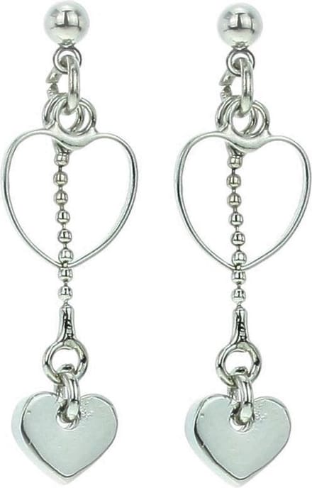 Behave - Oorbellen dames hanger hart - zilverkleur - romantisch stijlvol