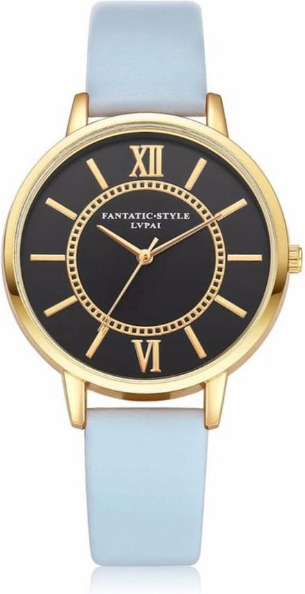 Hidzo Horloge Panda ø 37 mm - Zwart/Zwart - Kunstleer