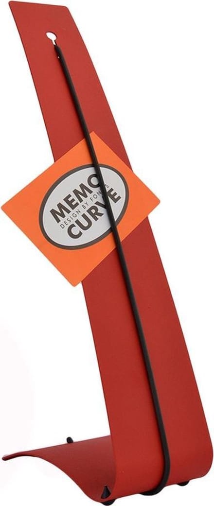 Memo houder voor op bureau - Memo Curve - Rood - Roestvrij staal