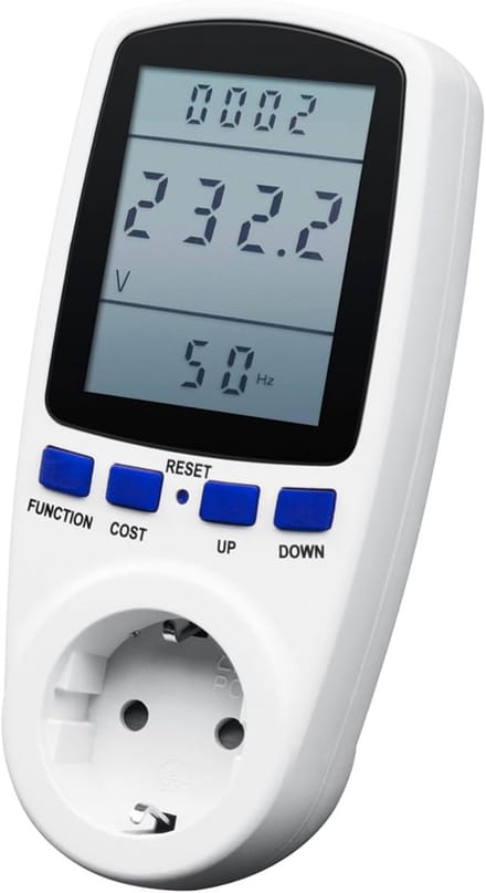 Stroommeter Stopcontact - Energiekosten Meter - Stroomverbruik Meten - LCD Display - 16 A - Wit