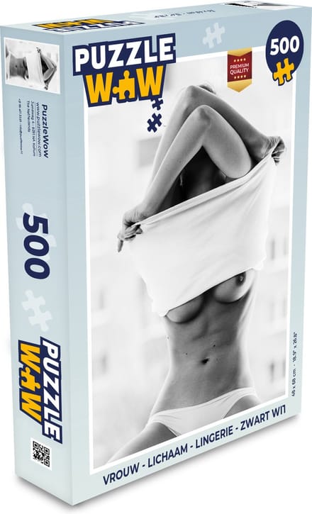 Puzzel Vrouw - Lichaam - Lingerie - Zwart wit - Legpuzzel - Puzzel 500 stukjes