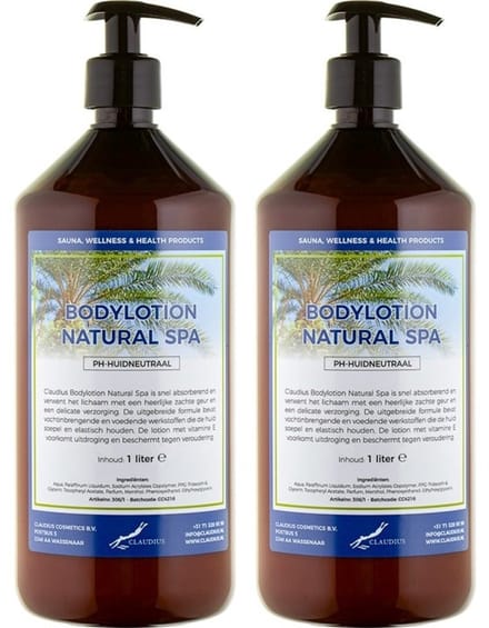 Bodylotion Natural Spa 1 Liter - met gratis pomp - set van 2 stuks