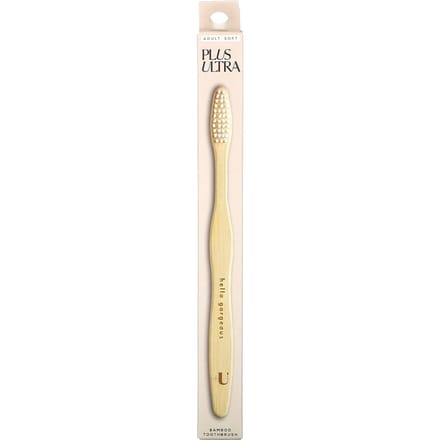 Plus Ultra, brosse à dents en bambou, hello gorgeous, adulte, souple, 1 brosse à dents white