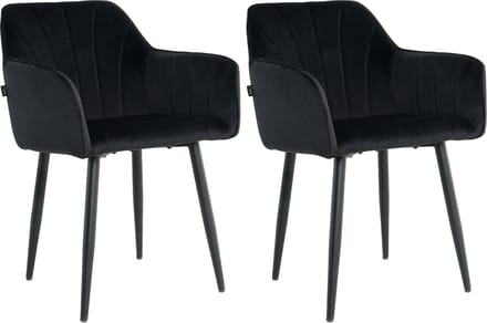 Lina® Rio Eetkamerstoelen - Zwart - Set van 2 - Velvet