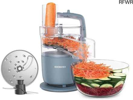 RFWR® Multi-functionele Foodprocessor voor Hakken, Snijden, Pureren en Kneden met Express Serve Accessoire - 1,3 L Mengkom - 650W Zilver