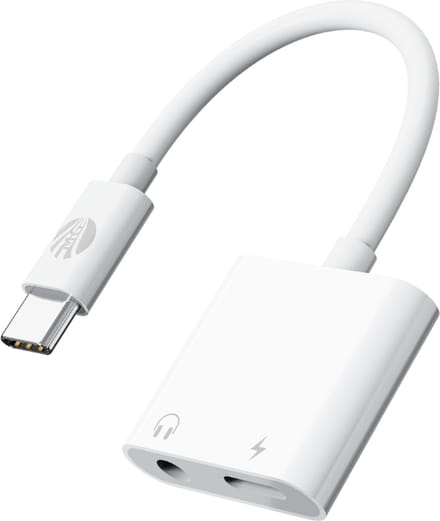 Lighting Adapter - 2 in 1 Aux - Audio Splitter - Audio Jack Type-C Naar 3.5mm - en Oplaad Adapter - Wit