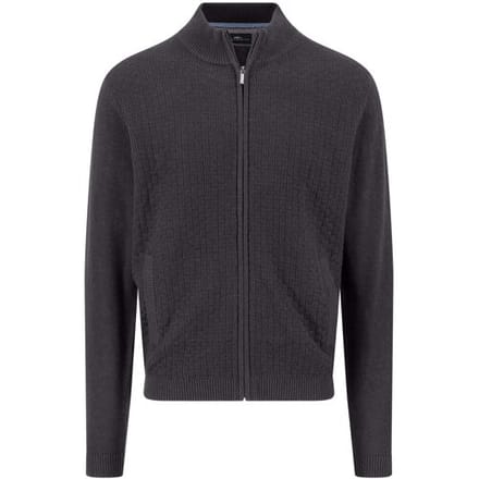 Fynch-Hatton Vest Uni Color Cotton Stand-Up Zip Collar Charcoal / male