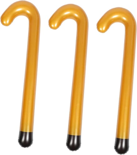 Opblaasbare Wandelstok - PVC Loopstok - Feestelijk Accessoire - Draagbaar en Inklapbaar - 90 cm Lengte - Gouden