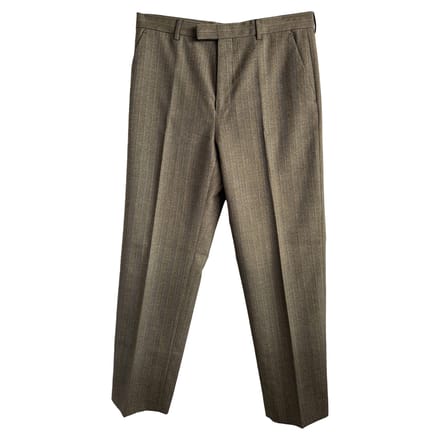 Gucci gestreepte broek met visgraatmotief in bruine wol