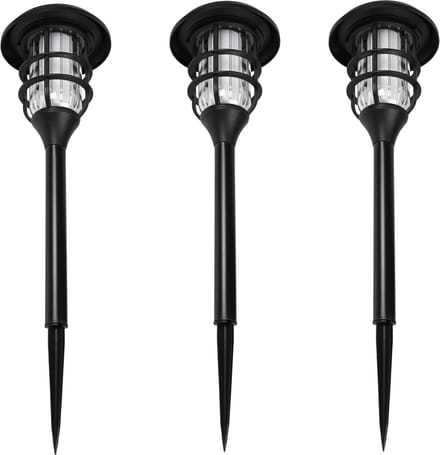 Benson Set van 3 tuinlampen - solar LED - vlameffect - ø 12 cm x 43 cm