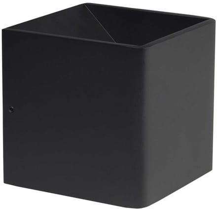 Zwarte wandlamp kubus aluminium LED 10cm