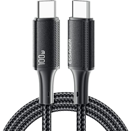 Essager 100W Gewoven USB-C naar USB-C Super Speed Cable Zwart 3m