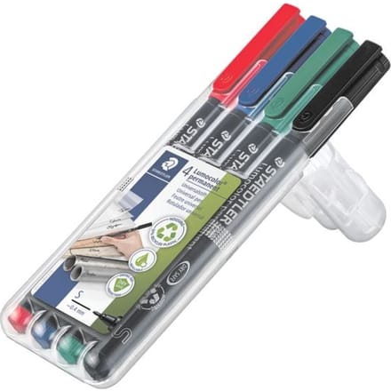 Viltstift Staedtler Lumocolor 313 permanent S set à 4 stuks assorti