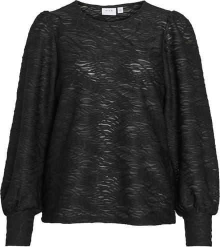 Vila Blouse Vifina L/s O-neck Top - Noos 14107438 Black Dames Maat - M