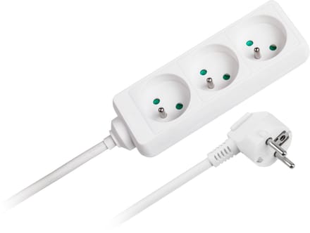 Rebel Serie - Verlengsnoer - 3 Stopcontacten - 1,5m - Wit