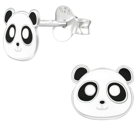 Joy|S - Zilveren panda oorbellen - 7 x 6 mm