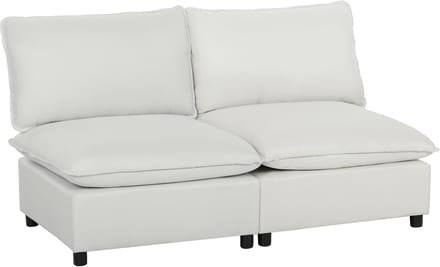 HOMCOM Loveseat-Kunstleer, Schuim-146L x 85B x 78H cm-Grijs