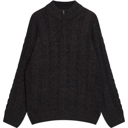 French Connection Half Zip Cable Charcoal Mel Taglia: S | Maglioni a maglia Outlet | Uomo | Nero