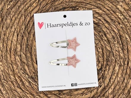 Haarspeldje ‘Stars’ - ster - sterretje - glitters - roze - kerst – feestdagen — 4 cm speldjes
