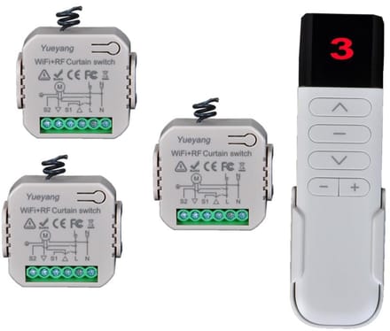 3 Stuks Wifi Rolluikschakelaars met RF Afstandsbediening - Compatibel met Google Home & Alexa