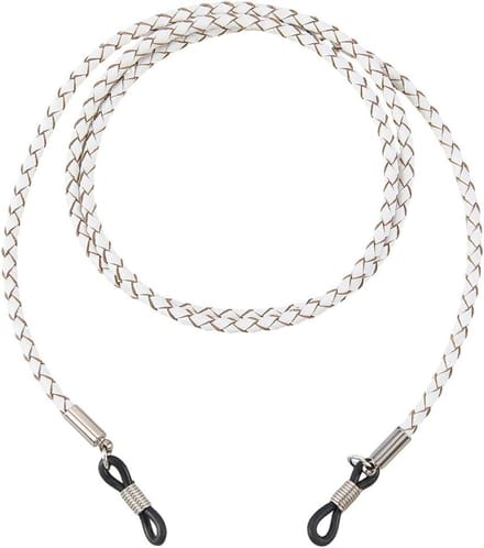 Echt leren brillenkoord, verstelbare zonnebrilketting met antislip en gebreid design, 30 cm lang