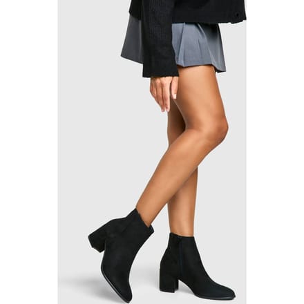 boohoo Dames Block Heel Ankle Faux Suede Shoe Boots | Zwart | Maat: 36