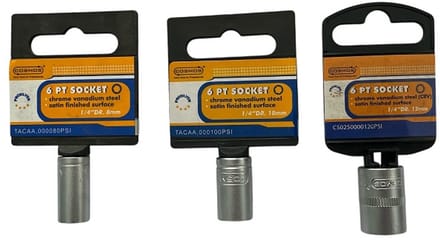 Cosmos doppenset - dopsleutelset zeskantdoppen - 1/4" 8 - 10 - 12mm - set 3 stuks