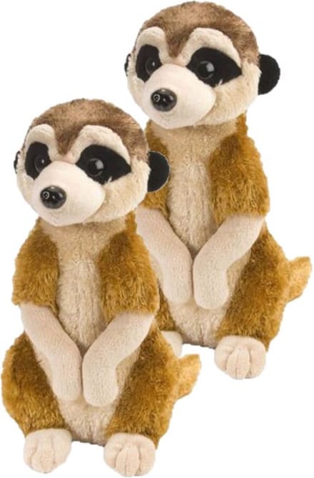 2x stuks pluche stokstaartje knuffels 30 cm