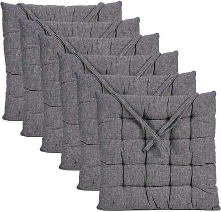 Giftdecor Stoelkussen Decorama - 6x - binnen/buiten - donkergrijs - 40 x 40 x 5 cm - polyester