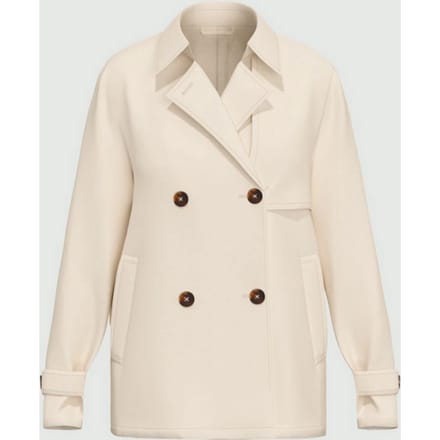 trench dubbelborst vrouw witte wol