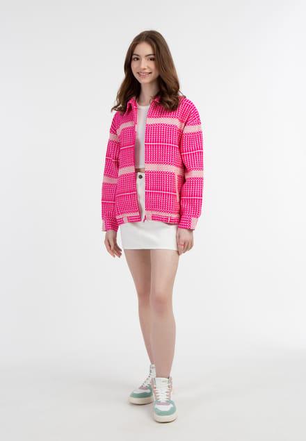 Mymo Oversized blouson Dames roze wol wit