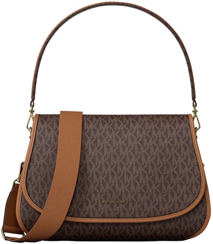 Michael Kors Holmes Medium Schoudertas Dames - Leer - Bruin/AcDonker Groenn