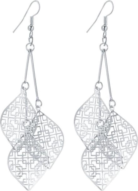 Fako Bijoux® - Oorbellen - Aluminium - Blaadjes - Zilverkleurig