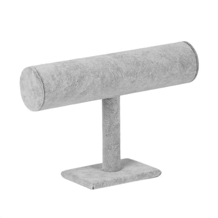 Allecto - Fluwelen Lederen Sieraden - T-Bar Houder - Ice Velvet Grijs