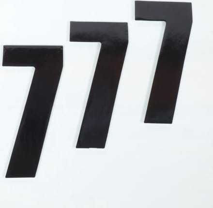 pak van drie stickers race nummer 7 zwart 160x75mm voor motor cross