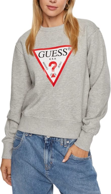 Damessweatshirt Guess CN Original Fleece katoen grijs met logo S