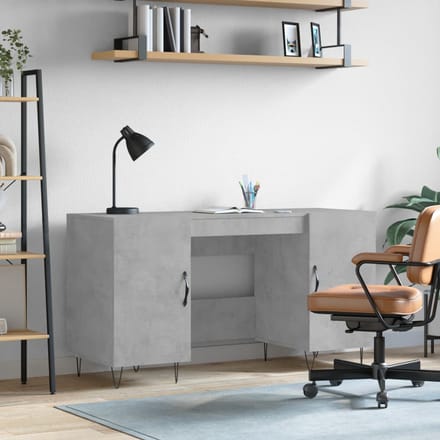 vidaXL - Bureau - 140x50x75 - cm - bewerkt - hout - betongrijs