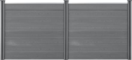 HKC Schuttingpaneel met palen grijs 165x314 cm