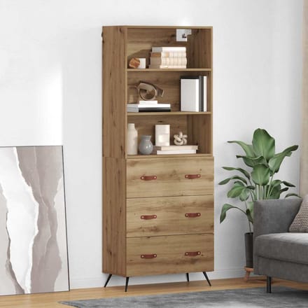 vidaXL - Highboard - Artisan - Eiken - 69,5 - x - 34 - x - 180 - cm - Bewerkt - hout