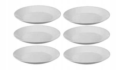 6x Witte Glazen Dessertbordjes Plat 18 cm Blij